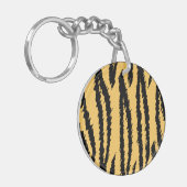 Hoger printpatroon. Oranje en zwart. Sleutelhanger (Voorkant Links)