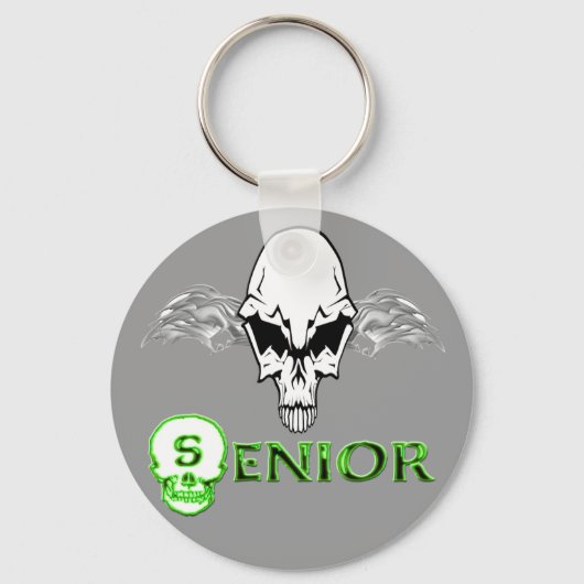 Hoger - schedelvleugels sleutelhanger (Voorkant)