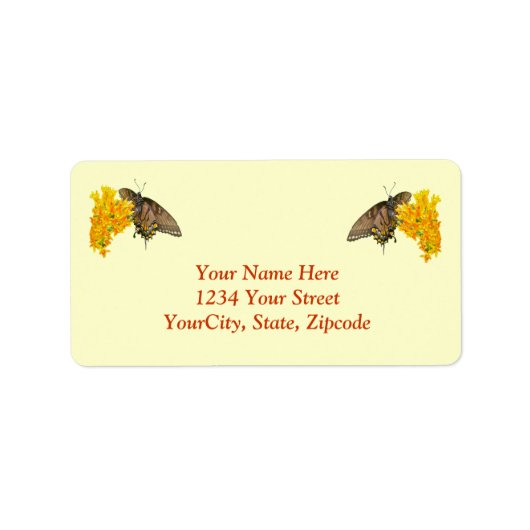 Hoger Swallowtail Butterfly (Papilio glaucas) Item Etiket (Voorkant)
