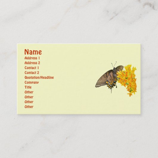 Hoger Swallowtail Butterfly (Papilio glaucas) Item Visitekaartje (Voorkant)