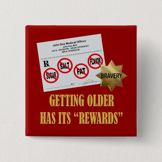 Hogere burger "Rewards" Vierkante Button 5,1 Cm (Voorkant)