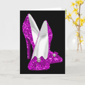 Hogere hiel Stileto Glitter Roze Kaart (Gele Bloem)