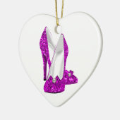 Hogere hiel Stileto Glitter Roze Keramisch Ornament (Links)