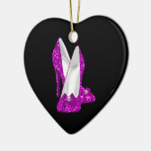 Hogere hiel Stileto Glitter Roze Keramisch Ornament (Links)