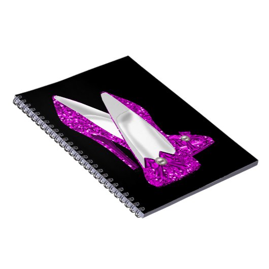 Hogere hiel Stileto Glitter Roze Notitieboek (Rechterzijde)