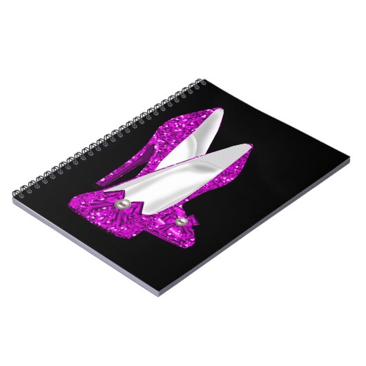 Hogere hiel Stileto Glitter Roze Notitieboek (Linkerzijde)