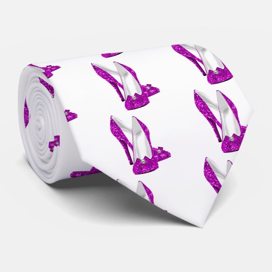 Hogere hiel Stileto Glitter Roze Stropdas (Opgerold)