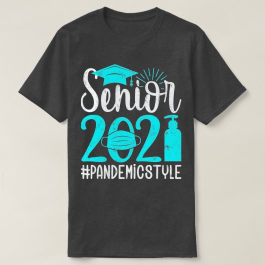 Hogere klasse van 2021 Afstuderen de  Senio van he T-shirt (Design voorkant)