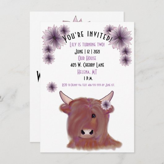 Hogere Koe uitnodiging op zondag|  (Voorkant / Achterkant)