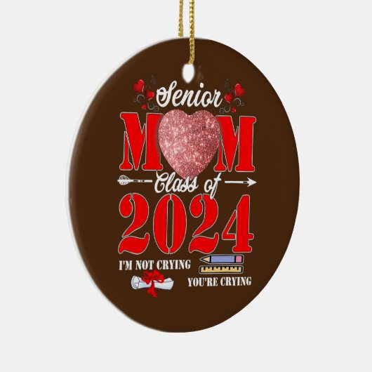 Hogere mam van klasse 2024 Afstuderen hart Keramisch Ornament (Rechts)
