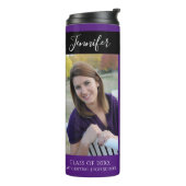 Hogere middelbare school voor Paars en goud Thermosbeker (Gedraaid links)