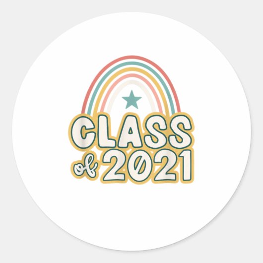 Hogere Rainbow-klasse Retro Boho van 2021 Ronde Sticker (Voorkant)