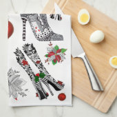 Hogere Stiletto-kerstcadeautjes keukenhanddoek (Quarter Fold)