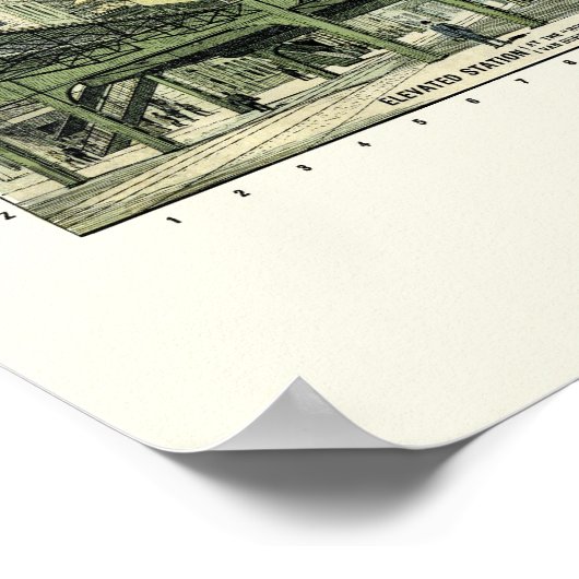 Hogere treinen van Chicago, IL Panoramic Map - 189 Poster (Hoek)