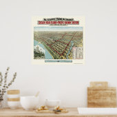 Hogere treinen van Chicago, IL Panoramic Map - 189 Poster (Keuken)