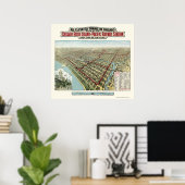Hogere treinen van Chicago, IL Panoramic Map - 189 Poster (Thuiskantoor)