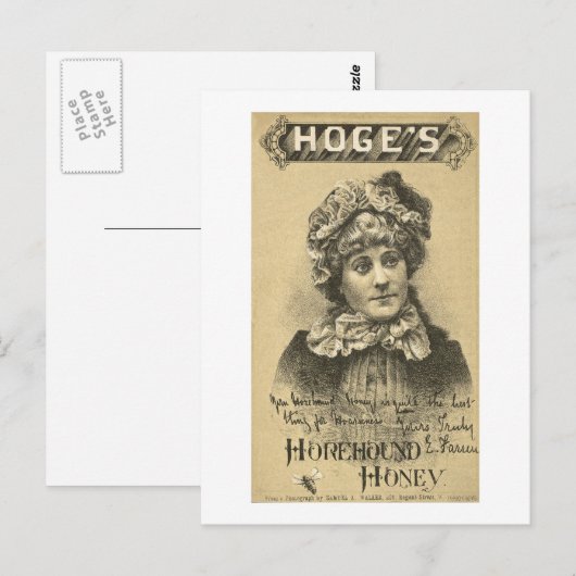 Hoges Horehound Honey Ad  1879 Briefkaart (Voorkant / Achterkant)