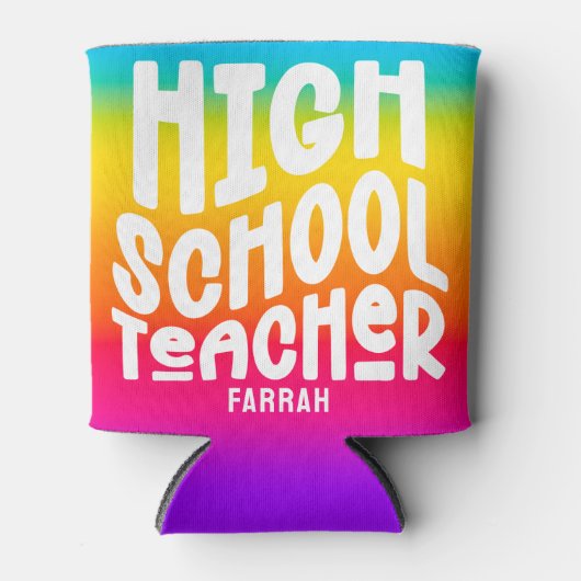 Hogescholen Docent Tekst Design Regenboog Ombre Blikjeskoeler (Voorkant)