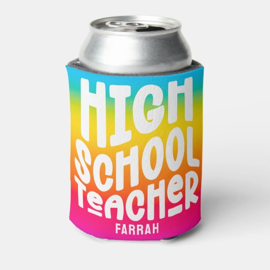 Hogescholen Docent Tekst Design Regenboog Ombre Blikjeskoeler (Blikje Achterkant)
