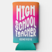 Hogescholenleraar | Kleurrijke Ombre Seltzer Blikjeskoeler (Achterkant)