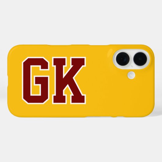 Hogeschool Geel Bourgondië Varsity Monogram Eerste Case-Mate iPhone Case (Achterkant (horizontaal))