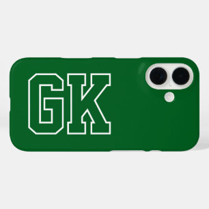 Hogeschool Groen Witte Varsity Monogram Eerste Let iPhone 16 Hoesje