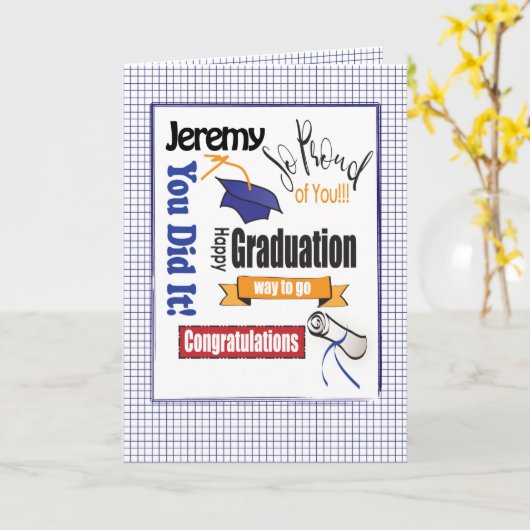 Hogeschool Middelbare School Bold Blauw Modern Afs Kaart (Gele Bloem)