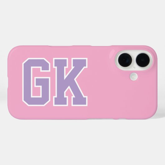 Hogeschool Paars Roze Varsity Monogram Eerste Lett Case-Mate iPhone Case (Achterkant (horizontaal))