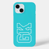 Hogeschool Turquoise Witte Varsity Monogram Eerste Case-Mate iPhone Case (Achterkant)