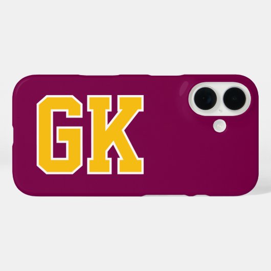 Hogeschool Wijn Geel Varsity Monogram Eerste Lette Case-Mate iPhone Case (Achterkant (horizontaal))