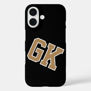 Hogeschool Zwart Goud Wit Varsity Monogram Eerste  iPhone 16 Hoesje