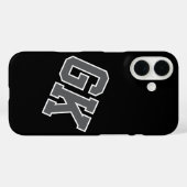 Hogeschool Zwart Grijs Wit Varsity Monogram Eerste Case-Mate iPhone Case (Achterkant (horizontaal))