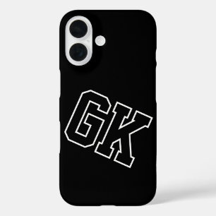 Hogeschool Zwart Wit Varsity Monogram Eerste Lette iPhone 16 Hoesje