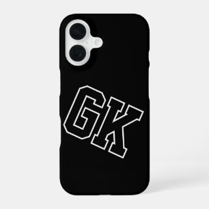 Hogeschool Zwart Wit Varsity Monogram Eerste Lette iPhone 16 Hoesje