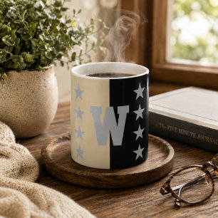 Hogeschoolkleuren Zwart & Goud Monogram  Koffiemok