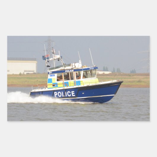 Hogesnelheidspolitieboot Rechthoekige Sticker (Voorkant)