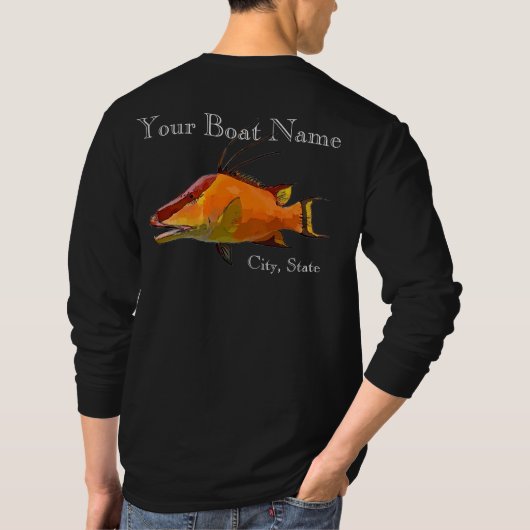 Hogfish Snapper-Shirt met uw naam bij het schip T-shirt (Achterkant)