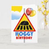 Hoggy Birthday, Egg Crossing Road Sign Kaart (Gele Bloem)