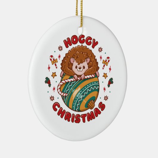 Hoggy Christmas Hedgehog Keramisch Ornament (Rechts)