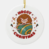 Hoggy Christmas Hedgehog Keramisch Ornament (Voorkant)