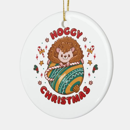 Hoggy Christmas Hedgehog Keramisch Ornament (Links)