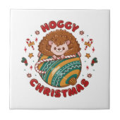 Hoggy Christmas Hedgehog Tegeltje (Voorkant)