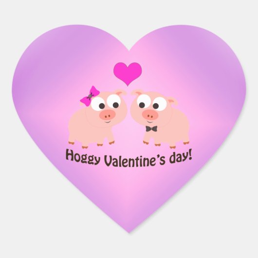 Hoggy Valentijnsdag Pig Love Hart Sticker (Voorkant)