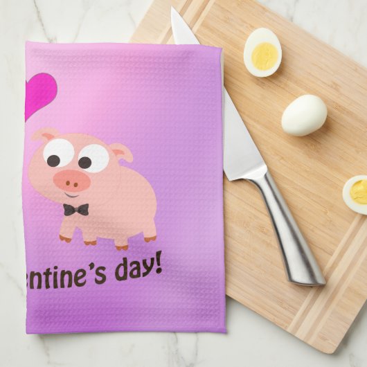 Hoggy Valentijnsdag Pig Love Theedoek (Quarter Fold)