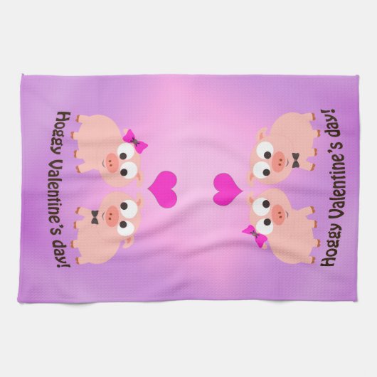 Hoggy Valentijnsdag Pig Love Theedoek (Horizontaal)