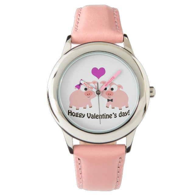 Hoggy Valentijnsdag Pigs Horloge (Voorkant)