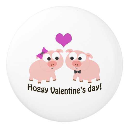 Hoggy Valentijnsdag Pigs Keramische Knop (Voorkant)
