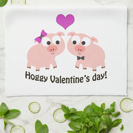 Hoggy Valentijnsdag Pigs Theedoek (Gevouwen)