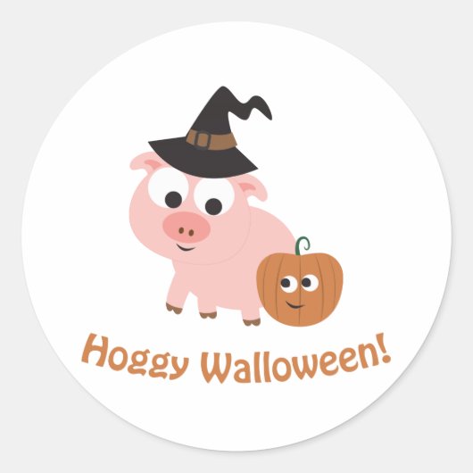 Hoggy Walloween. Ronde Sticker (Voorkant)