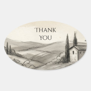 Hogland Kerk Schets Bedankt Ovaal Sticker
